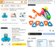 Load image into Gallery viewer, Wonder Workshop Dash Robot STEM Coding Set with Launcher Accessory & Challenge Cards