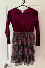 Load image into Gallery viewer, Speechless Burgundy Velour with Floral skirt 14
