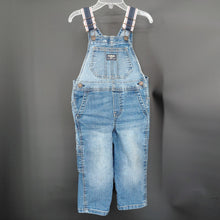 Load image into Gallery viewer, OshKosh B'gosh Overalls Boys 2T Blue Denim Bib Adjust Vestbak Logo Jumper Stripe 2T
