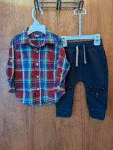 Load image into Gallery viewer, Baby GAP Multicolor Plaid Shirt and Bear Sweats 12-18m  12 months
