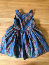 Load image into Gallery viewer, Polo Ralph Lauren Blue and Red Holiday dress. Fabric covered buttons. Poofy underlay. Lined.  6
