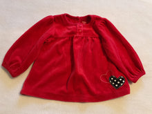 Load image into Gallery viewer, Red velour Carter’s heart dress/tunic 18 months
