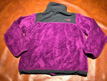 Load image into Gallery viewer, The North Face zip up jacket, girls XL, purple fleece, black trim Big Kid XL
