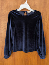 Load image into Gallery viewer, Tucker + Tate Navy Velvet Long Sleeve Blouse M 8-10 Medium
