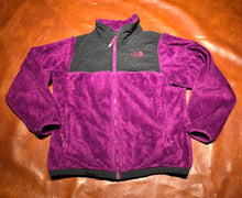 Load image into Gallery viewer, The North Face zip up jacket, girls XL, purple fleece, black trim Big Kid XL
