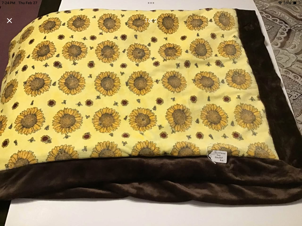 Handmade Minky Sunflower Blanket