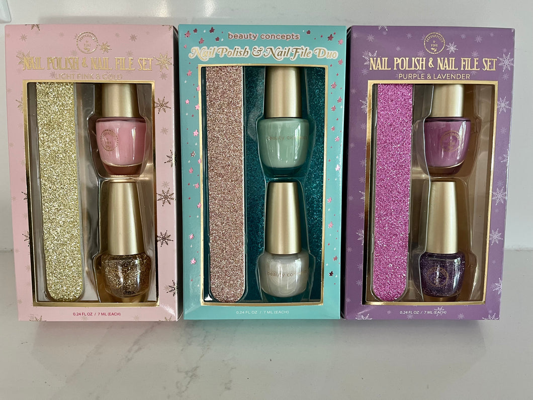 Beauty Concepts Nail Polish and nail file gift sets (3) NWT
