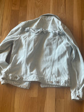 Load image into Gallery viewer, Blank NYC light blue jean jacket size L, ruffle detail on chest pocket.  Pockets on side, ruffle detail on back Large
