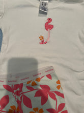 Load image into Gallery viewer, Baby gap pink flamingo pjs with light blue flower shorts  4
