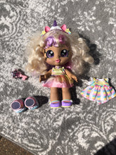 Load image into Gallery viewer, Kindi Kids bobble head doll- with extra outfit, boots and magic wand filled with glitter
