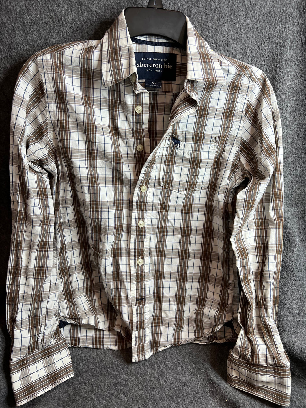 Abercrombie Brown Plaid Button-Down Collared Shirt Medium