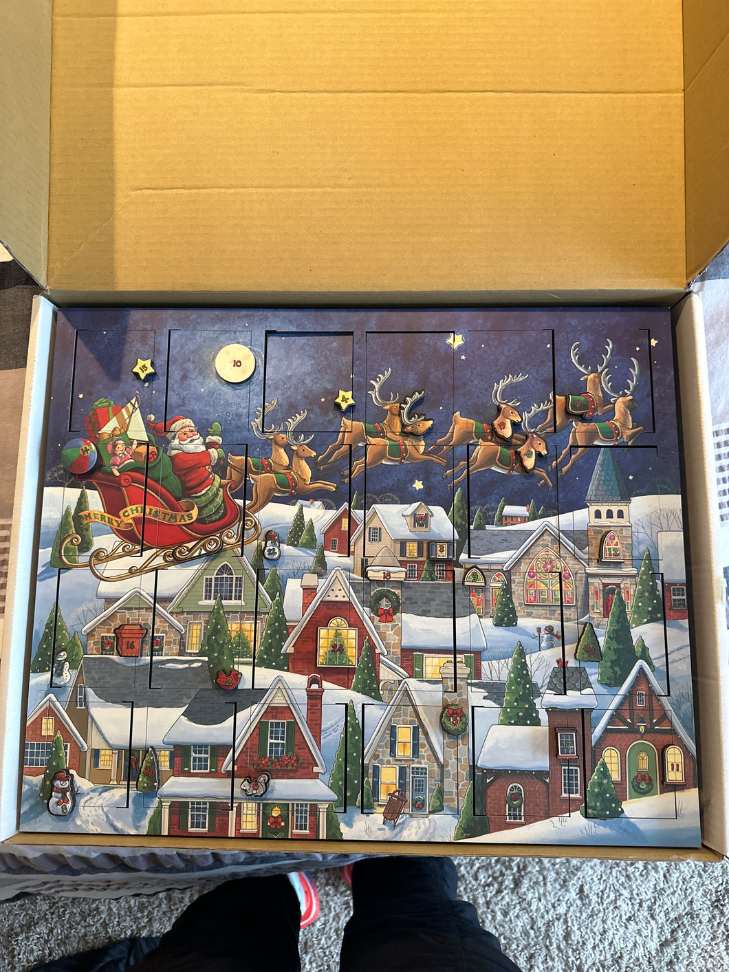 santa’s sleigh ride advent calendar box