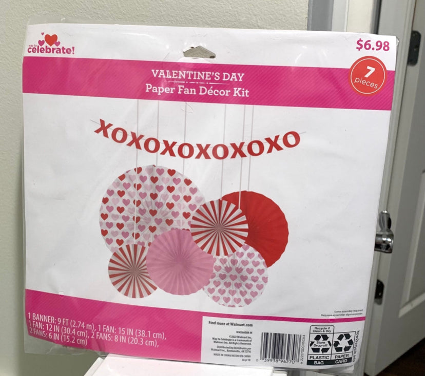 Valentines Day Paper Fan Decor Kit
