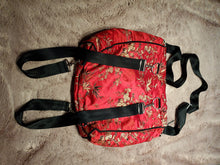 Load image into Gallery viewer, Petunia Pickle Bottom red satin Cherry Blossom bamboo diaper bag
