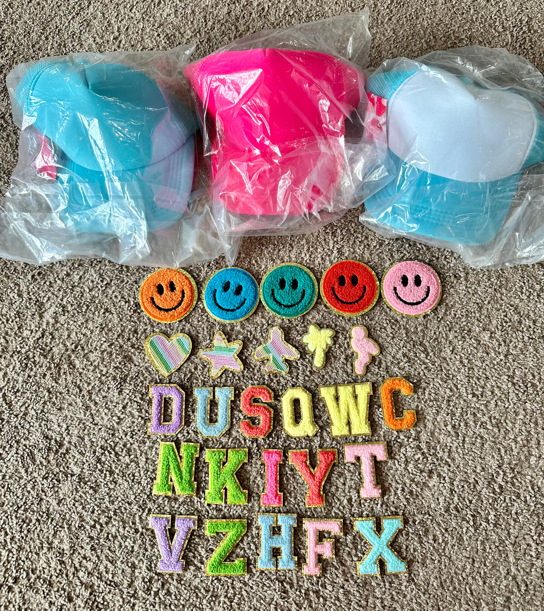 NEW!! Make your own hats!! Letters and smiley faces included!!  One Size