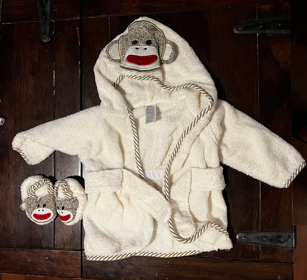 Baby Starters monkey bathrobe and slippers 0-9 months  Newborn