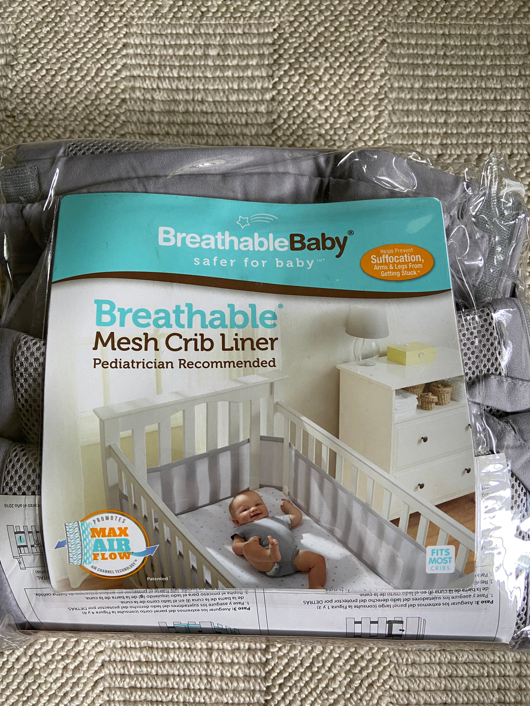 Breathable Baby Mesh Crib Liner - Gray One Size
