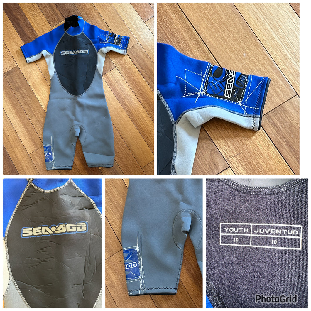 SeaDoo Wet Suit, Blue/Grey color, size 10, unisex. 10