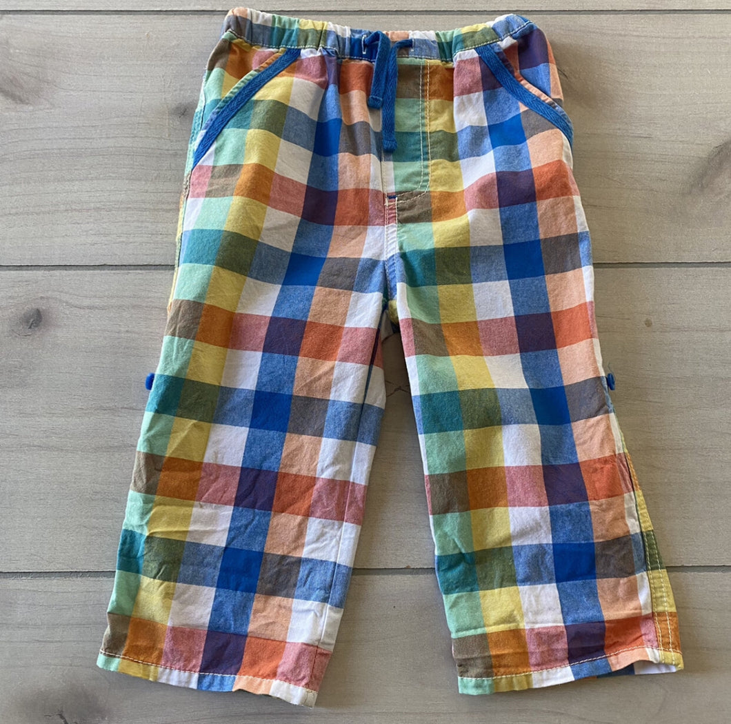 Baby Boden Plaid Roll Up Cotton Pants 18 months