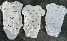 Load image into Gallery viewer, Carter&#39;s Dinosaurs &amp; Cars Printed Onesies x3 3 months
