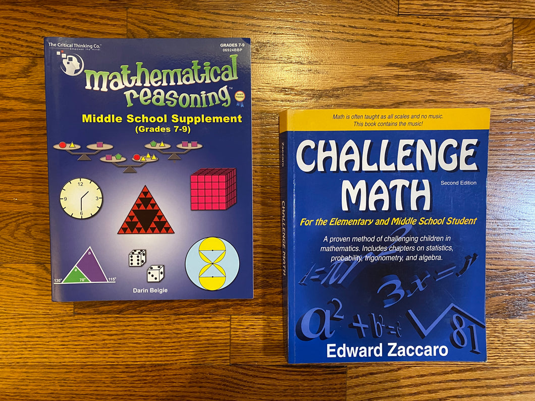 Enrichment Math books, both are workbooks with 100s of pages