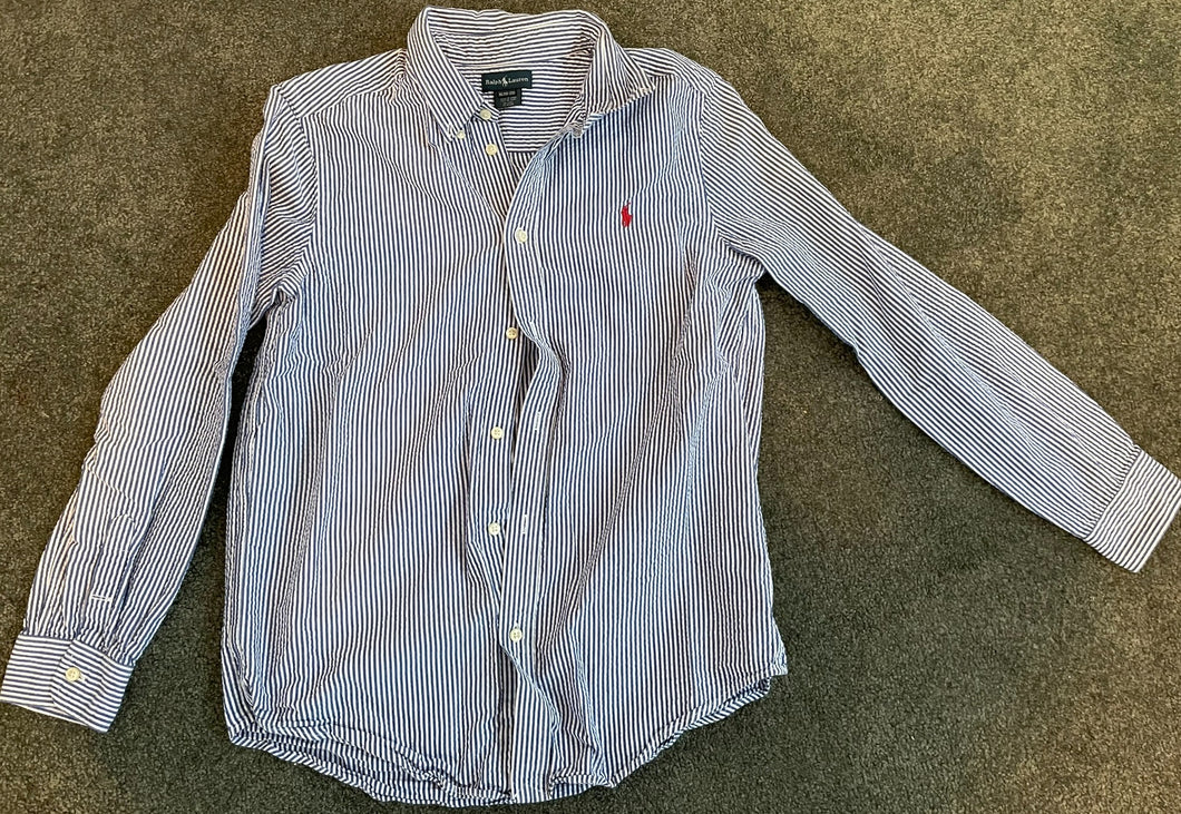 Ralph Lauren Striped Seersucker Button Down Shirt XL (18-20) XL