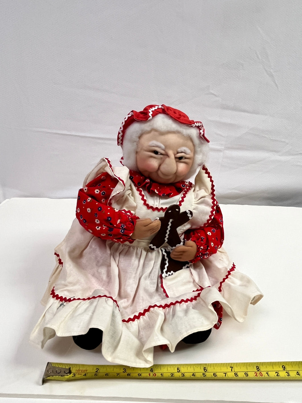 Handcrafted Sitting Mrs. Santa Claus Porcelain Figure Doll  Small