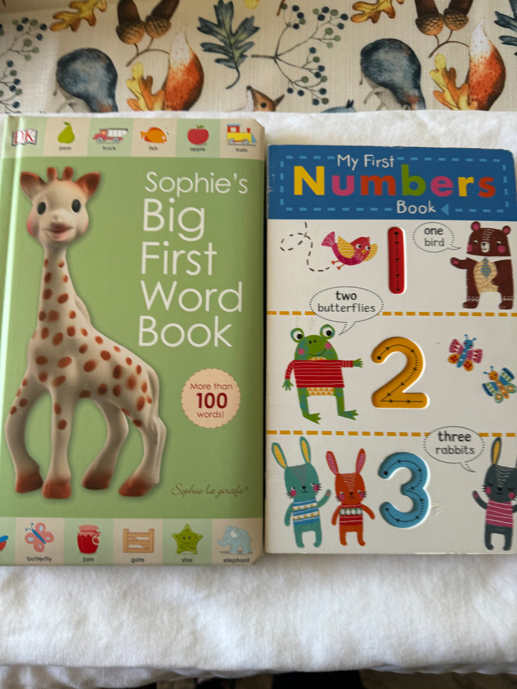 My First Numbers Book includes Finger Tracing for Numbers and DK’s Sophie The Giraffe’s First Big Word Book.  Good Condition.