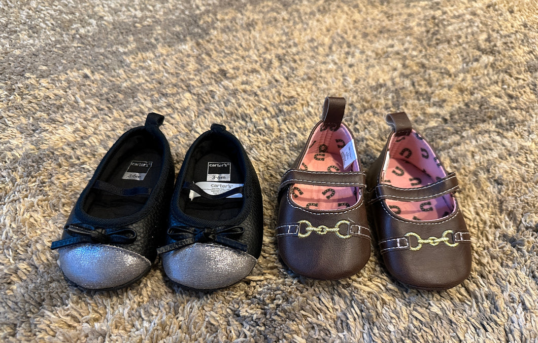 3 - 6 month mary jane shoes - two pairs - Carters 3 months