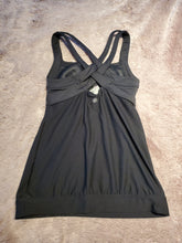 Load image into Gallery viewer, Athleta black tank top, size XS, built in shelf bra, strappy back, quick dry body Adult XS

