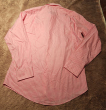 Load image into Gallery viewer, Nordstrom Men&#39;s Shop pink and white gingham button up shirt, size 16, 34-35, trim fit Adult Medium
