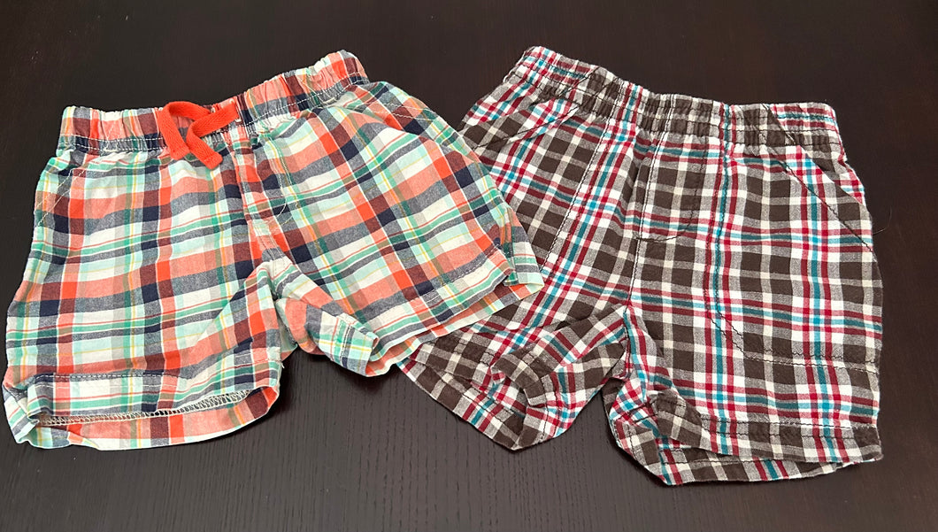 Carters & Jumping Beans plaid shorts (2) 12 months