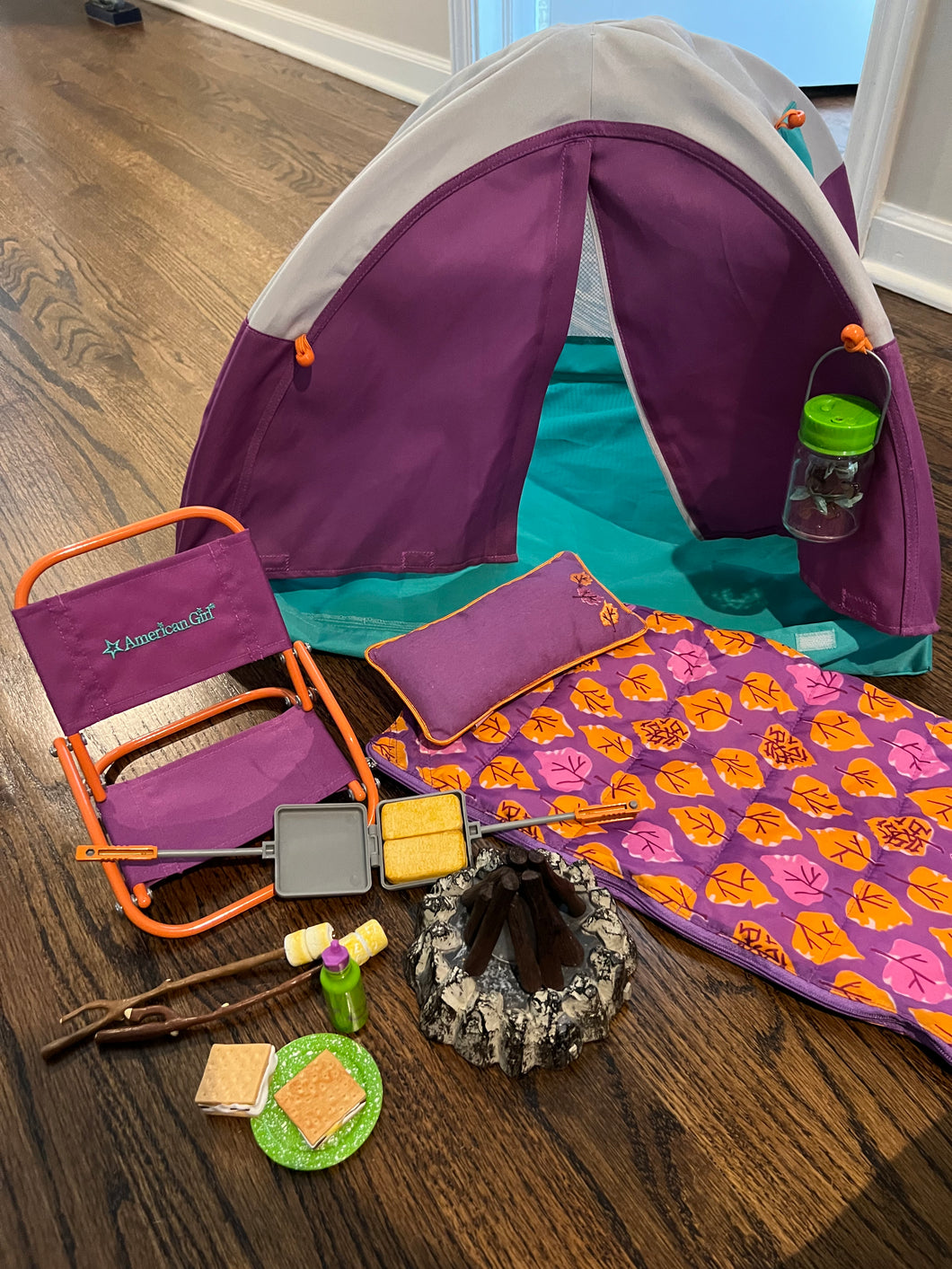American Girl Camp Tent Sleeping Bag Chair and Set