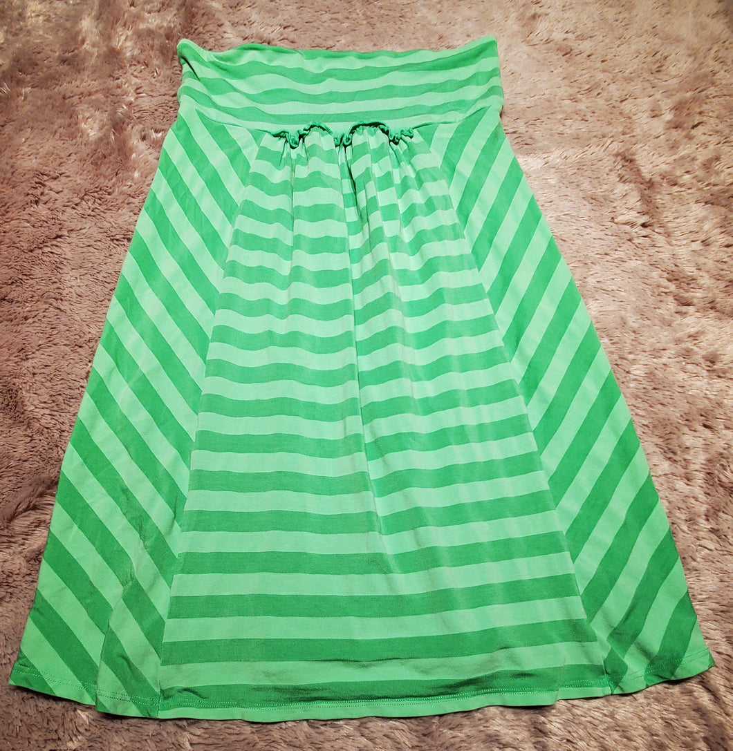 Ella's Moss Pima cotton skirt, size small, green striped  Adult Small