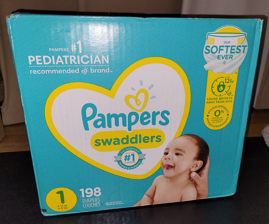 NEW Pampers swaddlers Size 1 (198ct) 1