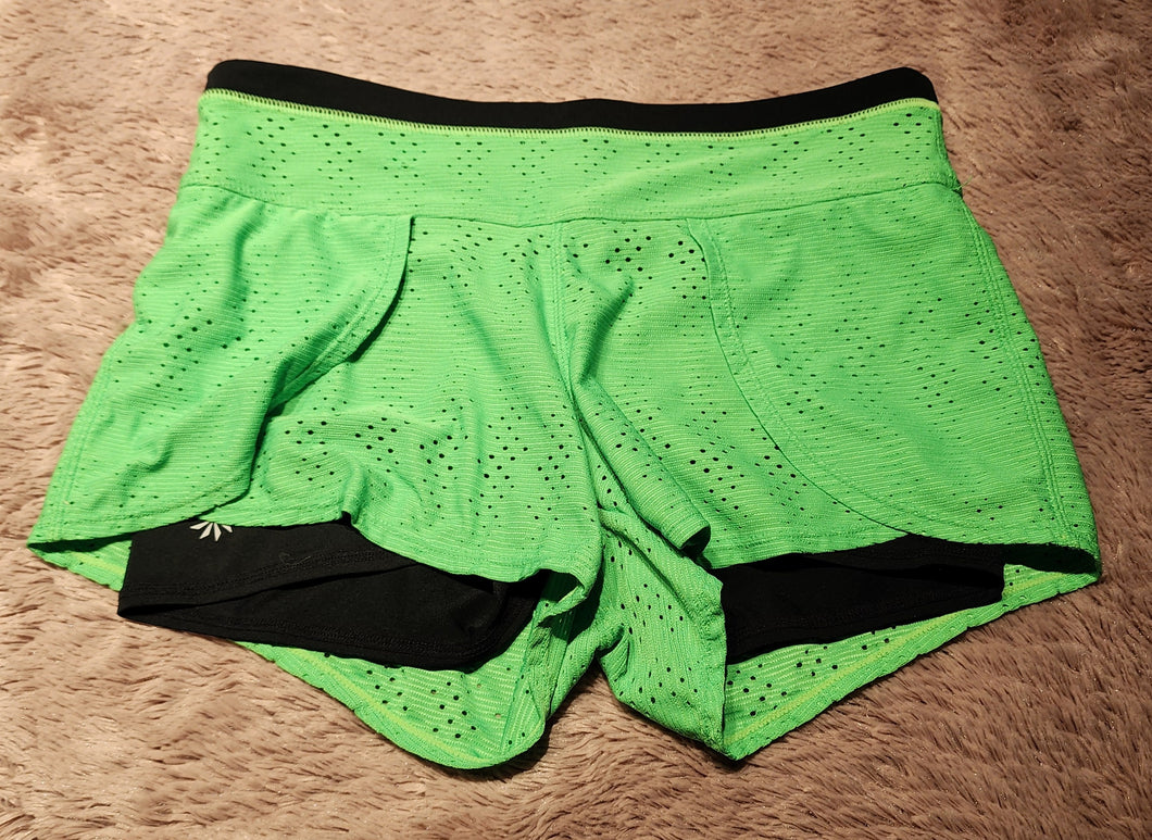Athleta shorts, size XS, neon green with black liner, zip hip pocket, SUPER CUTE! XXS