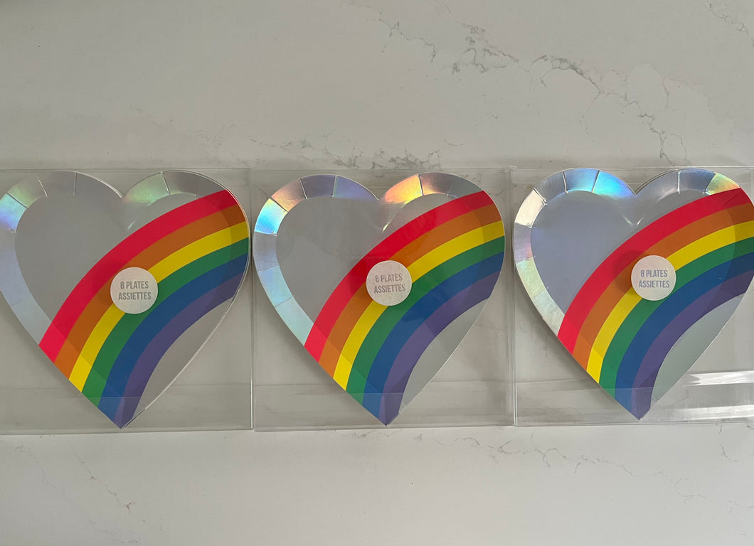 Meri Meri rainbow heart shaped plates