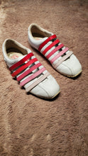 Load image into Gallery viewer, K-Swiss shoes, size 7.5, leather white with pink ombre straps 7.5
