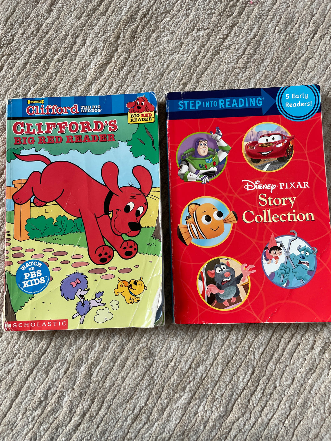 Step into reading five early readers in one set of two books Clifford and Disney Pixar