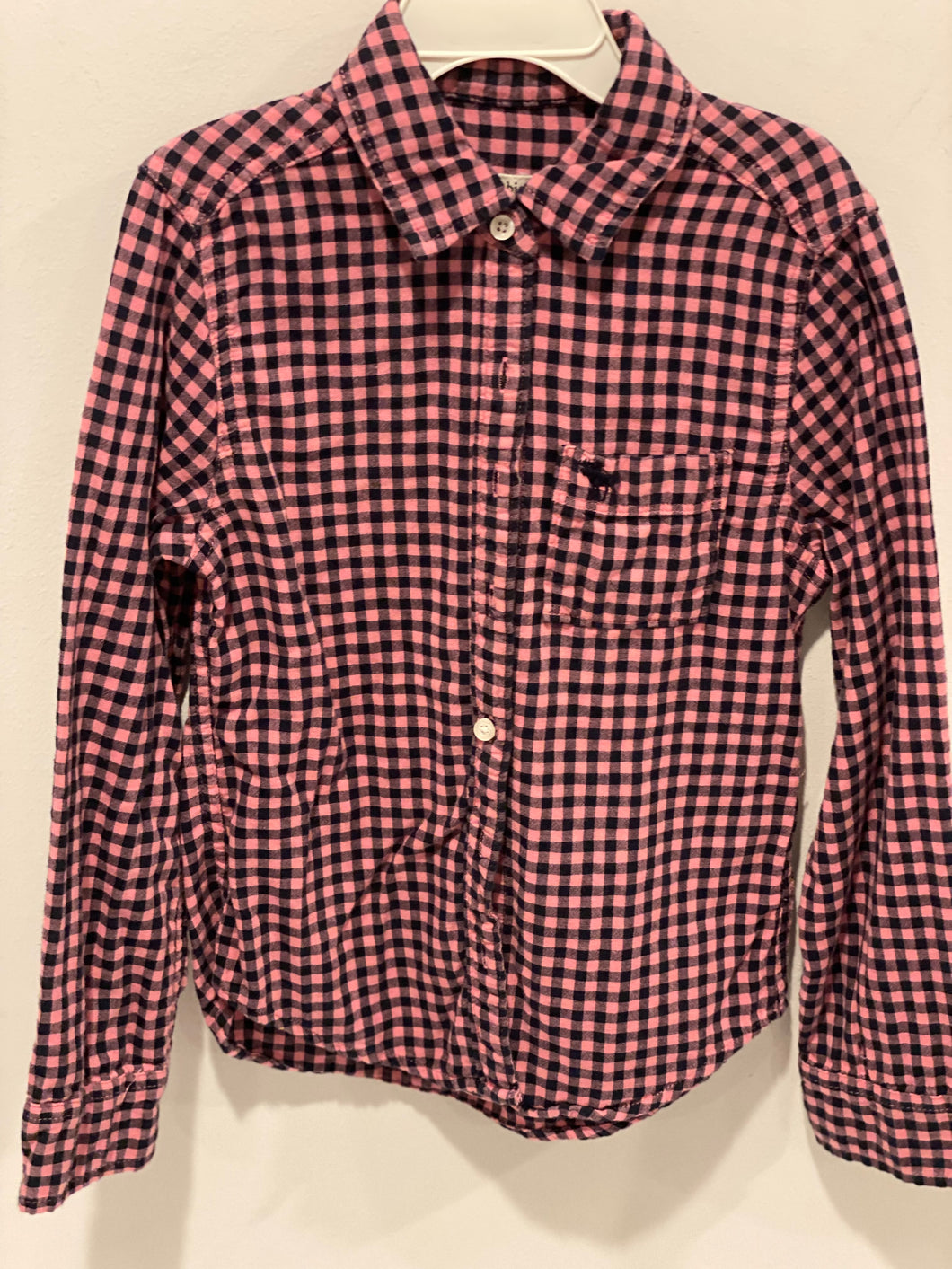 Abercrombie pink/navy plaid button up 7
