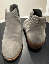 Load image into Gallery viewer, Vince Camuto gray suede stitched booties 9.5
