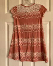 Load image into Gallery viewer, Between pink print dress, cotton very soft knit, short sleeve, lace insert upper back 8
