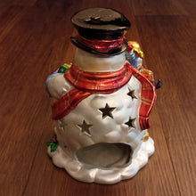 Load image into Gallery viewer, House of Lloyd Chistmas Around the World Shimmering Snowman Ceramic Tealight &amp; Votive Holder
