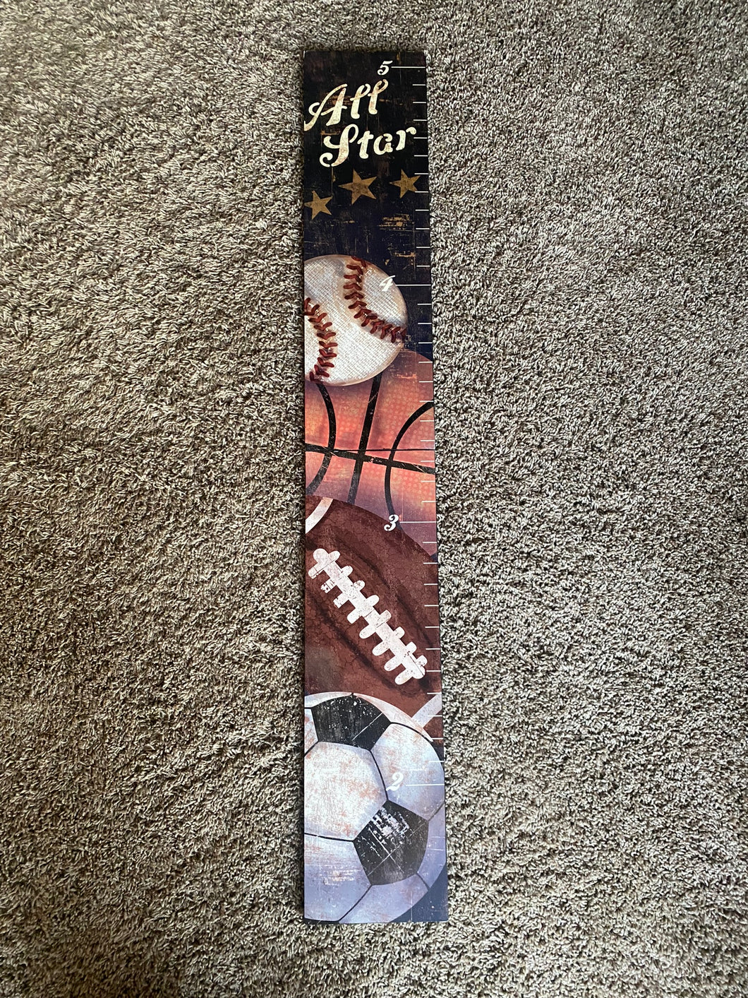 Wooden sports theme giant wall measuring ruler