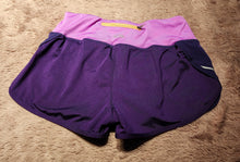 Load image into Gallery viewer, Champion DuoDry shorts, size XS adult, purple, liner, zip hip pocket XS
