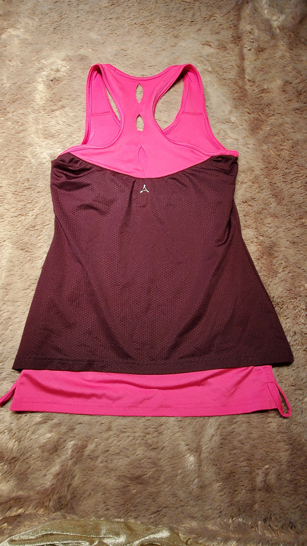 Aspire tank top, size small, dual layer, burgundy, pink Adult Small