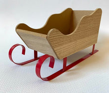 Load image into Gallery viewer, red aluminum skis wooden Christmas Sleigh

