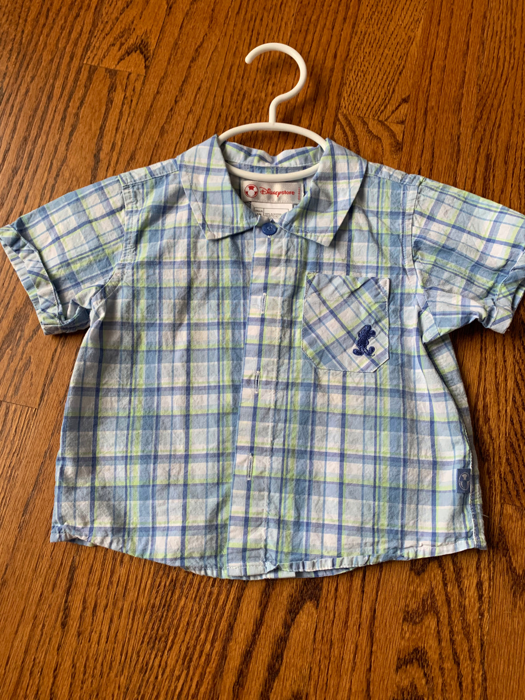 Disney Mickey blue plaid button shirt 12 months