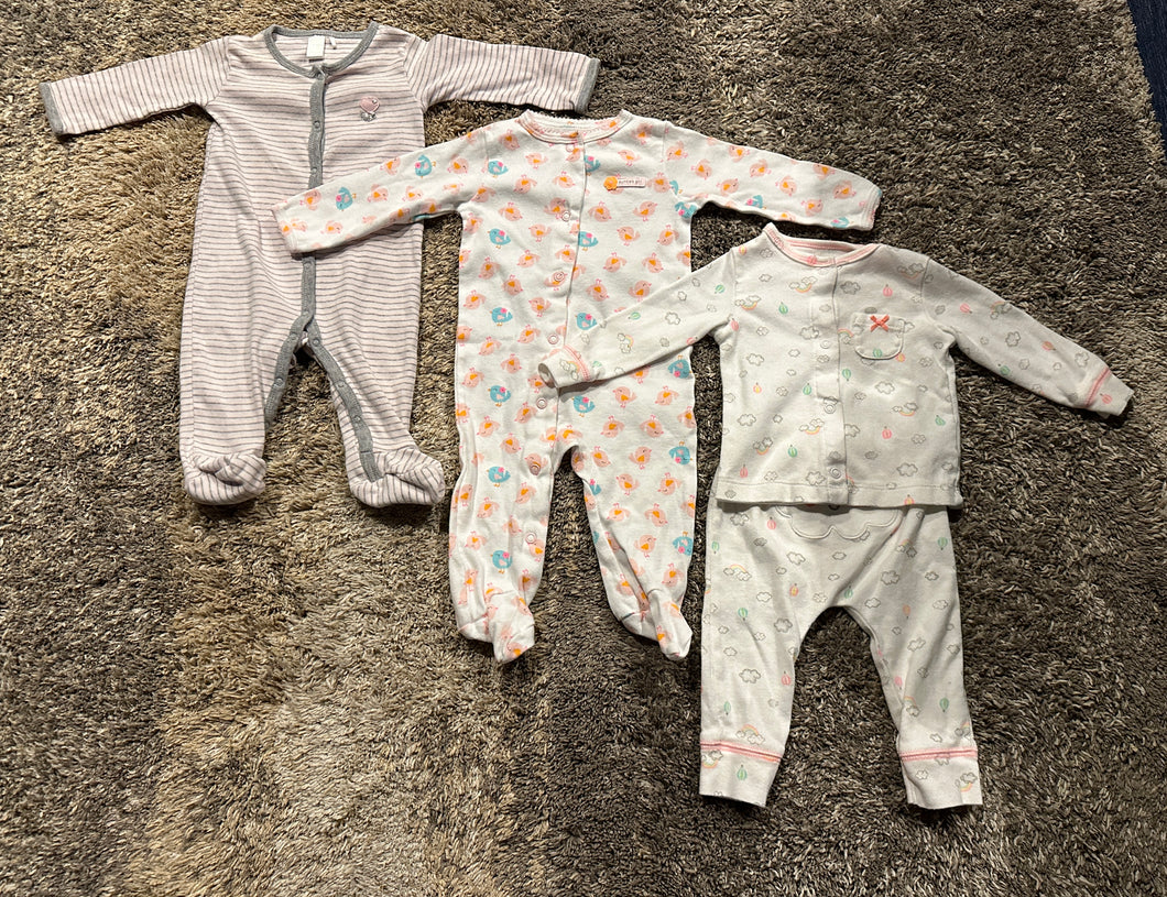 6 month - cotton pajamas - 3 set  6 months