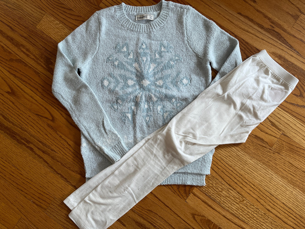 Abercrombie size 11/12 light blue sweater and Cat & Jack size 10/12 cream leggings 10